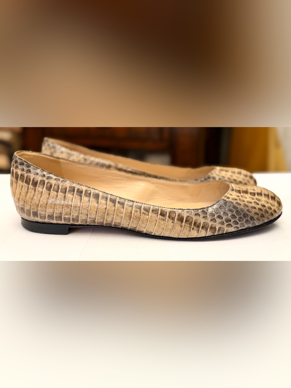 Manolo Blahnik $495 Python Ballerina Flats, size 37.5 - Picture 4 of 7